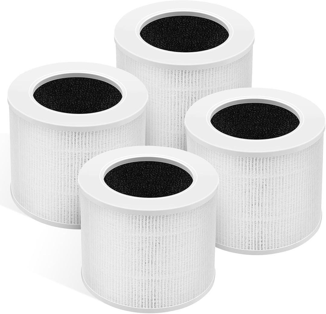 4 Pack Core Mini HEPA Filters for LEVOIT Core Mini Core Mini-P Air Purifier Replacement Filter 3-in-1 HEPA, High-Efficiency Activated Carbon, Replace Part Core Mini-RF