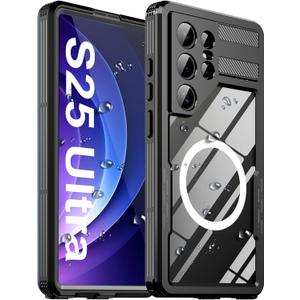 for Samsung Galaxy S25 Ultra Waterproof Case, with Built-in Screen Protector [Fit for Magsafe] Dustproof Shockproof Full Body Underwater Phone Case for Samsung Galaxy S25 Ultra 5G 6.8"- Black