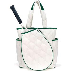 Tennis Racquet Bag for Women - Tennis Backpack, Women Sport Tote Bag, Squash Racket Backpack, Suitable for Tennis, Squash, Paddle, Pickleball, Badminton (White and Green)