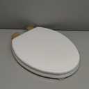 Angol shiold White Round Toilet Seat Natural Wood Toilet Seat with Zinc Alloy Hinges, Easy to Install also Easy to Clean, Scratch Resistant Toilet Seat by Angol Shiold (elongated, White)