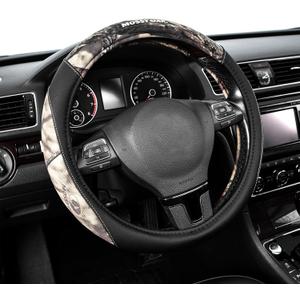 Mossy Oak Camo Steering Wheel Cover - PU Leather and Cotton Twill, Universal Fit 14 1/2 inches to 15 inches - Officially Licensed Product