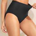 Zmart Women's High Waisted Bikini Bottom - Full Coverage Tummy Control Swimsuit Bathing Suit Swim Bottoms (Black, XL)