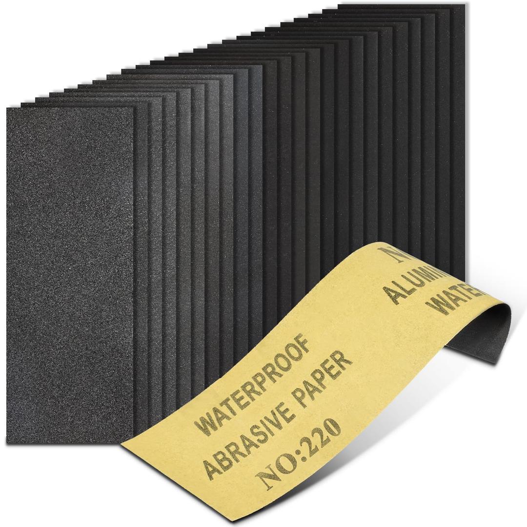 20PCS Sand Paper 220 Grit Sandpaper Sheets, 9 x 3.6 Inch Wet Dry Sandpaper Sheets, Sand Paper for Metal, Wood Furniture, Automotive and Crafts
