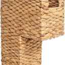 YAHUAN Stair Basket with Handles, Woven Water Hyacinth Stair Baskets for Carpeted Stairs, Stair Storage Basket Staircase Basket for Wooden Stairs (Water Hyacinth), 12.99"D x 15.75"W x 6.89"H