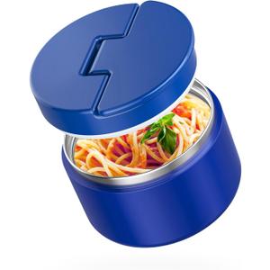 12oz Soup Thermo for Hot Food Kids Vacuum Insulated Food Jar Twist-Free Soup Thermo for Hot Food Kids Leakproof Stainless Steel Wide Mouth Lunch Container (Blue)