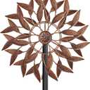 Wind Spinners Outdoor for Yard Garden, 360 Metal Windmills Art Decor with Stake, Kinetic Wind Sculpture for Lawn Patio Outside Ornaments, 63.5 x 12.5 Inches (Rust Color)