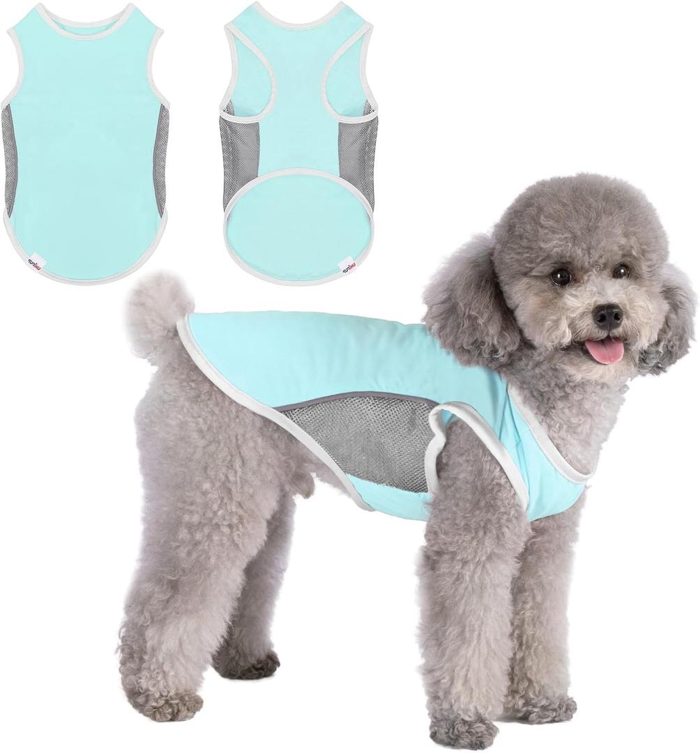 UPF 50+ Sun Protection Dog Shirt for Small Dogs - Breathable Sleeveless Vest with Reflective Strips, Sports Fan Pet T-Shirt, Lightweight UV Protective Apparel P23ST00501M