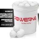 PowerNet Launch F-lite Softball & Baseball Pitching Machine, Dimpled Practice Balls, Bucket of Baseballs, Coaching Bucket Bundle for Pitching Machine, Baseball Training Equipment