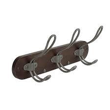Creations Dark Wash Brown Rustic Coat Rack Wall Mount with 3 Hooks