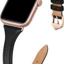 WFEAGL Compatible with Leather Apple Watch Band 41mm 40mm 38mm 42mm(series 11 10) Women, Top Grain Leather Strap Slim & Thin Replacement Wristband for iWatch Bands SE 3 2 1, Series 11 10 9 8 7 6 5 4 3 2 1
