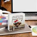 4 x Christmas Highland Cow Bathroom Decor Sign - Farmhouse Western Christmas Animal Bathroom Decor,Rustic Farm Animal He Sees You When You're Pooping Signs,Highland Cow Gifts for Women, 8x8 Inch Home