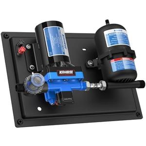 Kohree RV Water Pump 12V DC 5.5GPM 55PSI and 0.75L 125PSI Pre-Pressurized Accumulator Tank, Quiet RV Water Pump and Accumulator Tank System for RV Camping, Boat, Kitchen, Bathroom