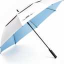 LIDOMPO 68 Inches Uv Protection Golf Umbrella For Sun Protection With Large Windproof Vented Double Canopy, Push-Button Auto Open Turquoise/Silver
