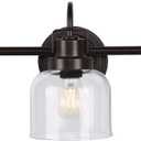 Bronze Bathroom Vanity Lights, 3-Light Vanity Light Fixtures for Bathroom, Oil Rubbed Bronze Vanity Light with Clear Glass Shade, Wall Sconces Lighting for Bathroom, Living Room, Hallway(E26 Base)