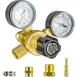 CO2 Argon Regulator Gauges Gas Welding, 0-4500PSI Argon Gas Regulator for Mig Tig Weld, CGA580 Inlet Connection