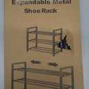 3-Tier Expandable Shoe Rack, Adjustable Shoe-Rack Organizer Shelf for Closet, Metal Shoe Storage Rack for Front Door Entrance, Entryway, Closet, Black