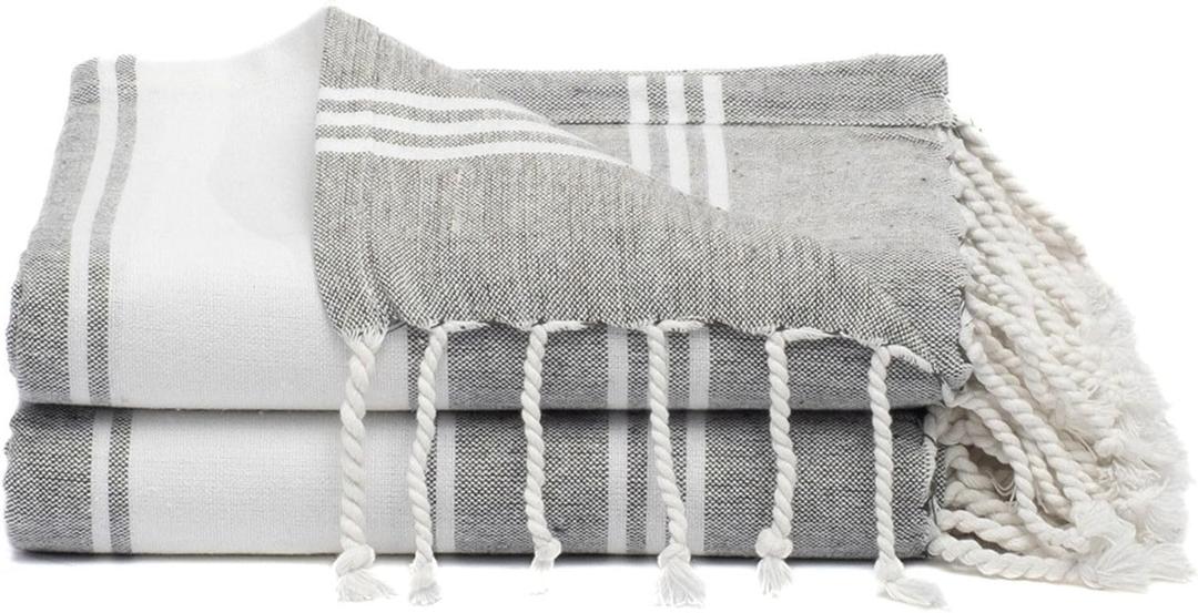 Cotton Turkish Beach Towel Towels Oversized 36"x72" Pool Absorbent Extra Large Quick Dry Sand Travel Towel (Grey, 2 Pack)