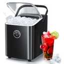 ZAFRO Ice Maker Countertop Ice Machine, 2 Sizes S/L 8 Bullet Ice Ready in 9 Mins, 26.5lbs/24H, Portable Small Ice Maker with Self-Cleaning,Scoop,Basket and Handle,Black for Home/RV/Office/Bar