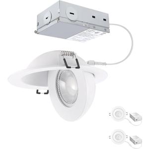 Recessed Lighting 4 inch Gimbal 9W 5CCT Swivel Ceiling Eyeball Spotlight 4inch Dimmable Recessed Lights, Soffit Indoor Directional Lighting, 90 Tilt and 360 Rotation White 2 Pack