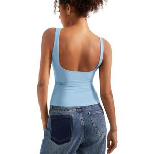 SUUKSESS Women Padded Open Back Boat Neck Tank Tops Double Lined Basic Shirts (X-Large, Baby Blue) SUUKSESS Women Padded Open Back Boat Neck Tank Tops Double Lined Basic Shirts (X-Large, Baby Blue)