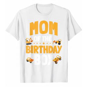 Mom of the Birthday Boy Construction Worker Bday Party T-Shirt WHITE S