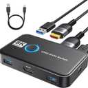 KVM Switch 1 Monitors 2 Computers Viagkiki USB Switch for 2 Computers Share Keyboard Mouse Printer and one HD Monitor Support UHD 8K@60Hz with 2 USB Cable and 2 HDMI Cable (Black)