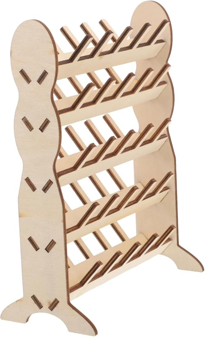 LIOOBO Wooden Thread Spool Rack for Sewing Braiding Craft Embroidery Spool Saver Floss Holder String Holder Thread Organizer Hair Braiding Rack