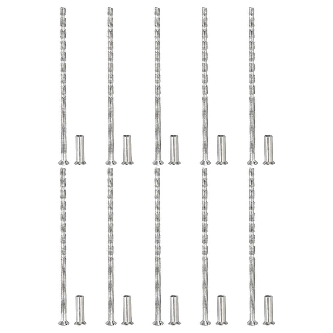 2 x PATIKIL Cabinet Handle Screws M4 x 100mm, 10 Set Break Away Screws Drawer Pull Phillips Drive Flat Countersunk Head Bolts with Sleeve for Door Handle Lever