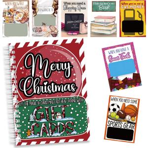 Christmas Gift Card Book 7 x 5 Inch Merry Christmas Booklet Organizer Greeting Card Album Keeper Personalized Gift for Merry Xmas Party Supplies(1 Pcs,Vintage)