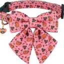 PTDECOR Thanksgiving Dog Collar with Bowtie Adjustable Pink Turkey Collars Thanksgiving Collars for Small Dogs Pets (Small) (Neck 10"-14", Width 0.6")