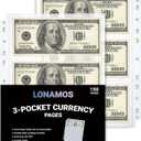 150-Sheets Double-Side 3-Pocket Currency Pages - 11 Holes for Currency Binder, 900 Pockets Paper Money Collection Pages for Dollar Bills, Banknotes and Coupons, Currency Sleeves Collecting Album Pages