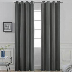 Yakamok Room Darkening Dark Grey Blackout Curtains 84 Inches Long Light Blocking Thermal Insulated Solid Grommet Window Treatment Drapes for Bedroom(One Pair, 52 Inch by 84 Inch)