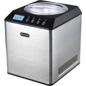 Whynter Ice Cream Maker Machine Automatic 2.1 Qt. Upright with Built-In Compressor, LCD Digital Display & Timer, No Pre-Freezing, ICM-201SB, Stainless Steel