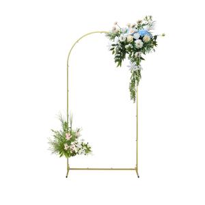 Wedding Arch Backdrop Stand, Gold Metal Arch Backdrop Stand for Wedding Baby Shower, Birthday, Anniversary, Graduation Garden Balloon Arch Decoration (Gold-5.9+6.6+7.2ft)