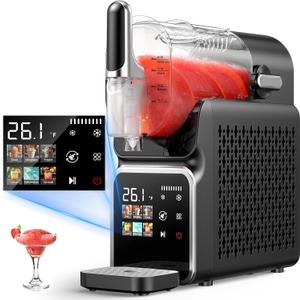 Slushie Machine No Ice Needed, Auto-Clean, Slushy Machine for Home, 220W Quick Frozen Drink Maker with 6 Preset Programs for Margaritas, Frapps, Milk Shake and More, LED Display, Black, 88oz