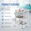 Averian 3 Tier ABS Medical Cart Stunning Grey | Rolling Esthetician 330lb Capacity Trolley with Lockable Casters | Supply Mobile Station for Clinics, Labs, Dental & Beauty Spas