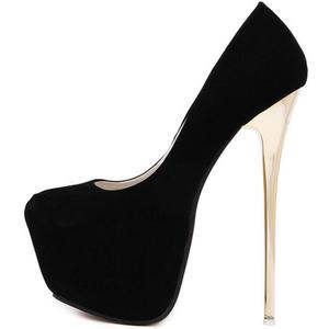 YGJKLIS Women's Platform Stiletto Pumps, 16cm High Heel Sandals with 5cm Platform Wedding Party Slip On Dress Pumps Shoes (Black, 8.5)