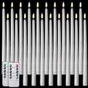 Tuanse 20 Pack Bulk Flickering Flameless Taper Candles with Remote & Timer LED Advent Candlesticks Battery Operated for Wedding Halloween Christmas Table Centerpieces Home Dinner Decor(10.83",White)