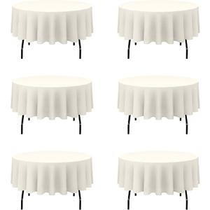 BRILLMAX 6 Pack Ivory Round Tablecloths 70 Inch for 30-48 Tables - 150 GSM Polyester Fabric, Standard Drop, Water, Stain & Wrinkle Resistant Cloth Cover for Wedding Reception Banquet Dining Party