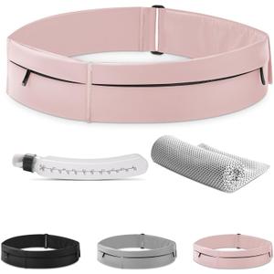 Running Belt for Women and Men, Water Proof Running Belts Fanny Pack with Water Bottle,Slim Hydration Running Bag Belts with Phone Bottle Holder Adjustable Fit for Runner (Pink, Medium)
