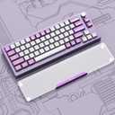 Acrylic Gaming Keyboard Wrist Rest, Clear Ergonomic Palm Rest with Anti-Slip Base, Customized Metal CNC Aluminum Alloy Logo for Computer Keyboard, Office, PC Gaming, Laptop, Mac, Easy Typing-Purple