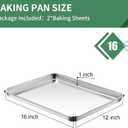 Baking Sheets Set of 2, HKJ Chef Cookie Sheets 2 Pieces & Stainless Steel Baking Pans & Toaster Oven Tray Pans, Rectangle Size 16 x 12 x 1 inch, Non Toxic & Healthy & Easy to Clean