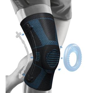 NEENCA Professional Knee Brace for Pain Relief, Medical Knee Compression Sleeve, Knee Support with Horizontal Knit Tech for Meniscus Tear, ACL, Arthritis, Joint Pain, Runner, Workout- FSA/HSA APPROVED (Large, Upgraded Version - Black Blue)