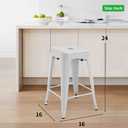 FDW Metal Bar Stools Set of 4 Counter Height Bar Stools 24 Inches Industrial Bar Chairs Patio Stool Stackable Backless Stool Indoor Outdoor Metal Kitchen Stools Bar Chairs (White, 24")