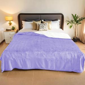 Electric Heated Blanket King Size - 90"x100", Soft Flannel Heating Blanket, 10 Heating Levels, 1-12 H Auto Shut Off, Breathable Warm and Washable for Bed, Light Purple