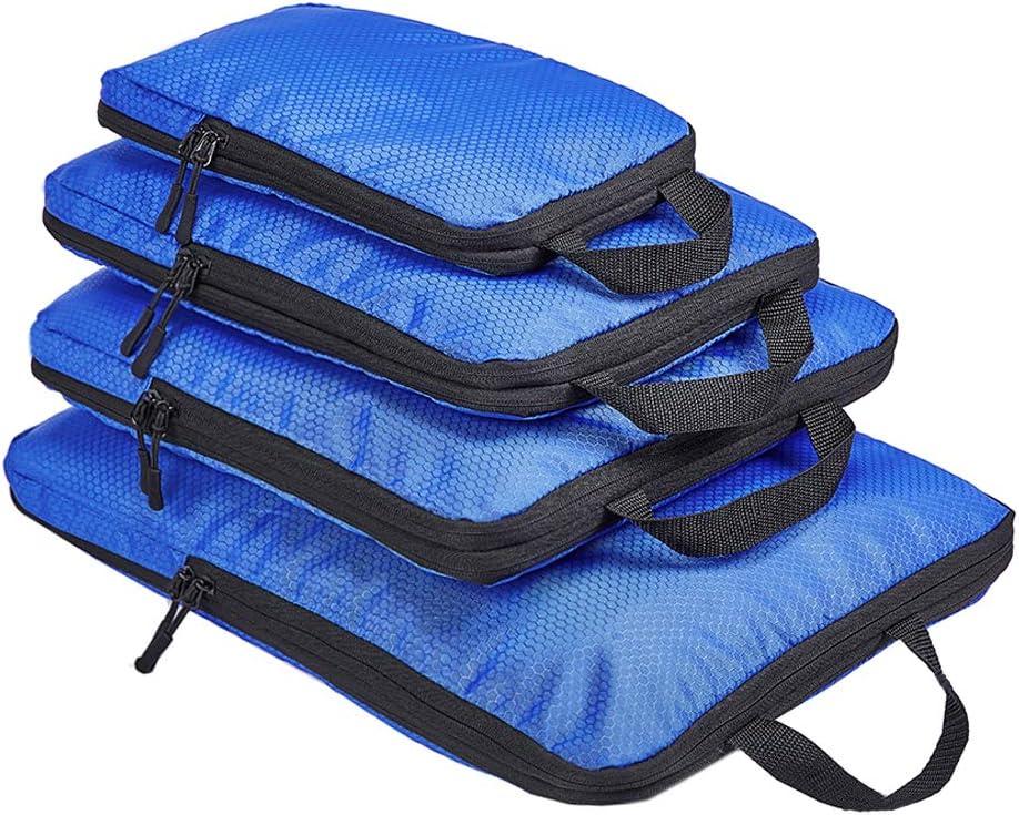 COVAX 4 Set Compression Packing Cubes, Travel Luggage Organizers and Storage Packing Cubes, Blue