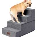 EHEYCIGA Dog Stairs for Bed 18" H, 4-Step Dog Steps for High Bed, Pet Steps for Small Dogs and Cats, Non-Slip Balanced Pet Ramp Indoor, Grey