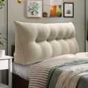 WOWMAX Headboard Pillow Queen Triangular Bed Wedge Pillow for Headboard Wedge Pillow Headboard for Daybed Bunk Bed Large Bolster Pillow for Bed with Removable Cover, 85% Linen 15% Cotton Blend (A-natural Color)