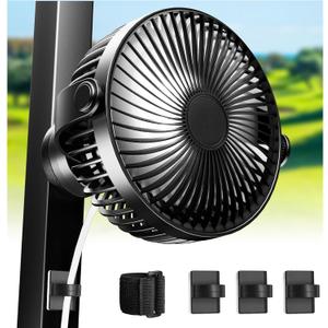 Magnetic Golf Cart Fan Rechargeable, 10000mAh Battery, 4-Speed Quiet Cruise Fan with LED Light, 360 Portable Rotation, Strong Magnet Base, USB-C, Compatible with EZGO Club Car YAMAHA, 1 PCS