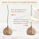 Mini Hemp Rope Woven Pendant Light Woven Light Fixture Boho Chandelier Light Fixture Wicker Pendant Light Rattan Light Pendant Dome Wicker Chandelier for Bedroom Kitchen Island(Bulb Incl.)